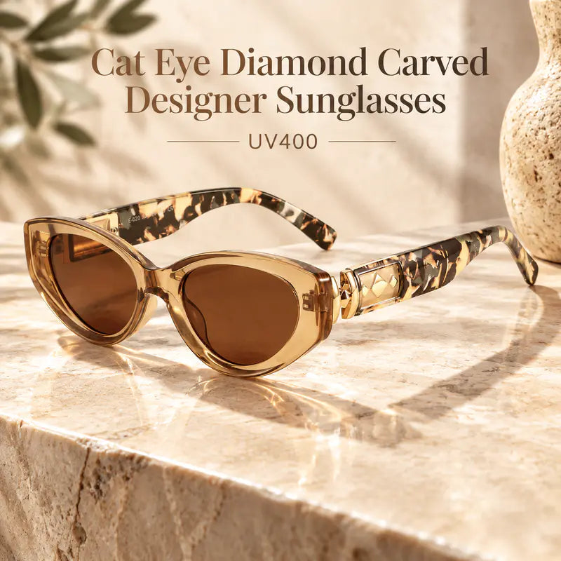 Cat Eye Diamond Carved Designer